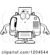 Cartoon Of A Black And White Surprised Fax Machine Royalty Free Vector Clipart