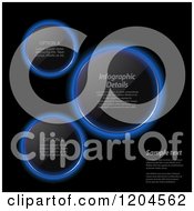Poster, Art Print Of Glowing Blue Neon Infographic Lens Circles On Black With Sample Text