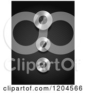Clipart Of A Trio Of 3d Brushed Metal Dial Knobs On A Dark Texture Royalty Free Vector Illustration by elaineitalia