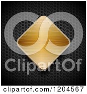 Clipart Of A 3d Brushed Gold Metal Diamond On Black Mesh Royalty Free Vector Illustration