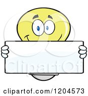 Poster, Art Print Of Happy Yellow Light Bulb Mascot Holding A Sign 3