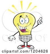 Smart Yellow Light Bulb Mascot With An Idea