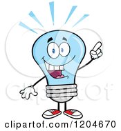 Poster, Art Print Of Smart Blue Light Bulb Mascot With An Idea