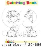 Cartoon Of A Coloring Book Page With Dog Outlines Text And A Colored Pencil Border 2 Royalty Free Vector Clipart