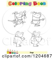 Cartoon Of A Coloring Book Page With Dog Outlines Text And A Colored Pencil Border Royalty Free Vector Clipart