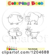 Poster, Art Print Of Coloring Book Page With Farm Animal Outlines Text And A Colored Pencil Border