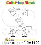 Cartoon Of A Coloring Book Page With Donut Outlines Text And A Colored Pencil Border Royalty Free Vector Clipart