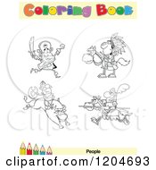 Poster, Art Print Of Coloring Book Page With People Outlines Text And A Colored Pencil Border