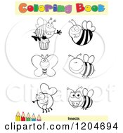 Poster, Art Print Of Coloring Book Page With Insect Outlines Text And A Colored Pencil Border