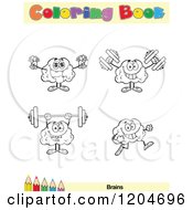 Cartoon Of A Coloring Book Page With Brain Outlines Text And A Colored Pencil Border 3 Royalty Free Vector Clipart