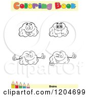 Cartoon Of A Coloring Book Page With Brain Outlines Text And A Colored Pencil Border Royalty Free Vector Clipart