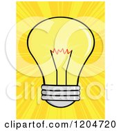 Poster, Art Print Of Yellow Light Bulb Over Rays