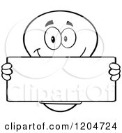 Poster, Art Print Of Happy Black And White Light Bulb Mascot Holding A Sign 4