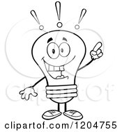 Poster, Art Print Of Smart Black And White Light Bulb Mascot With An Idea