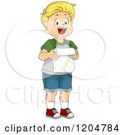 Poster, Art Print Of Happy Blond White Boy Giving A Speech