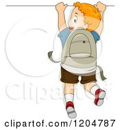 Poster, Art Print Of Red Haired School Boy Hanging On A Sign
