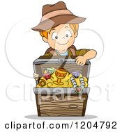 Red Haired White Explorer Boy With A Treasure Chest