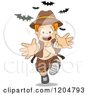 Red Haired White Explorer Boy Running From Bats