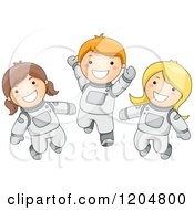 Poster, Art Print Of Happy Astronaut Kids In Spacesuits