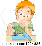 Poster, Art Print Of Bored Red Haired White Boy Eating His Lunch