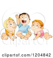 Cartoon Of Three White Toddler Children Looking Upwards Royalty Free Vector Clipart