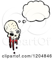 Cartoon Of A Skull Thinking Royalty Free Vector Illustration