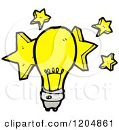Cartoon Of A Light Bulb And Stars Royalty Free Vector Illustration