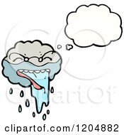 Cartoon Of A Storm Cloud Thinking Royalty Free Vector Illustration