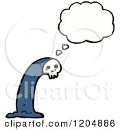 Cartoon Of A Skull Ghoul Thinking Royalty Free Vector Illustration