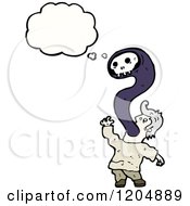 Cartoon Of A Skull Ghoul Thinking Royalty Free Vector Illustration
