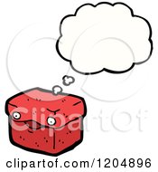 Cartoon Of A Red Box Thinking Royalty Free Vector Illustration