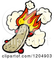 Cartoon Of A Flaming Skateboard Royalty Free Vector Illustration by lineartestpilot