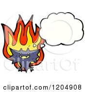 Cartoon Of A Flaming Vampire Bat Thinking Royalty Free Vector Illustration