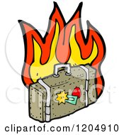 Cartoon Of Flaming Luggage Royalty Free Vector Illustration by lineartestpilot