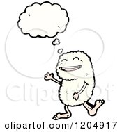 Cartoon Of A White Thinking Monster Royalty Free Vector Illustration by lineartestpilot