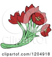 Cartoon Of A Bouquet Of Red Flowers Royalty Free Vector Illustration