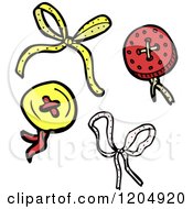 Cartoon Of Buttons And Bows Royalty Free Vector Illustration by lineartestpilot