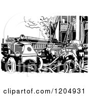 Poster, Art Print Of Vintage Black And White Fire Engine
