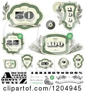 Poster, Art Print Of Green Cash Money Number And Letter Design Elements
