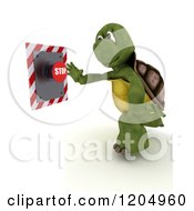Poster, Art Print Of 3d Tortoise Pushing A Stop Button
