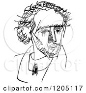 Poster, Art Print Of Black And White Sketched Male Caricature