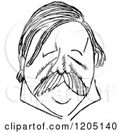 Cartoon Of A Black And White Sketched Male Caricature Royalty Free Vector Clipart by Prawny Vintage