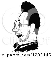 Cartoon Of A Black And White Sketched Male Caricature Royalty Free Vector Clipart