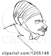 Cartoon Of A Black And White Sketched Male Caricature Royalty Free Vector Clipart