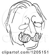 Cartoon Of A Black And White Sketched Male Caricature Royalty Free Vector Clipart by Prawny Vintage
