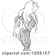 Cartoon Of A Vintage Black And White Woman Ethel Barrymore Royalty Free Vector Clipart