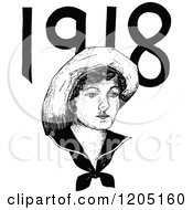 Clipart Of A Vintage Black And White 1918 Woman Royalty Free Vector Illustration