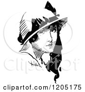 Clipart Of A Vintage Black And White Portrait Of A Woman Royalty Free Vector Illustration
