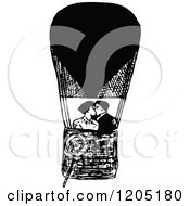 Poster, Art Print Of Vintage Black And White Couple Kissing In A Hot Air Balloon