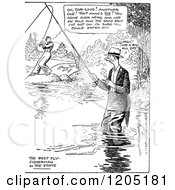 Clipart Of A Vintage Black And White Couple Fishing Royalty Free Vector Illustration